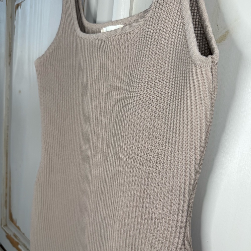 Altar’d State | Taupe Ribbed Square Neck Bodycon Mini Dress Size Large - Picture 6 of 9